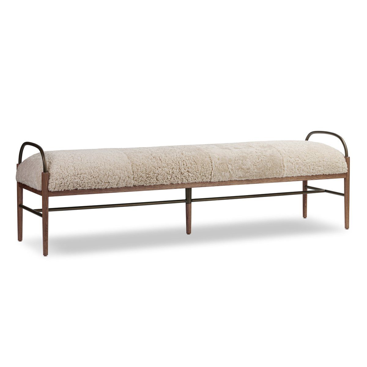 Demi Accent Bench - Beige Shearling