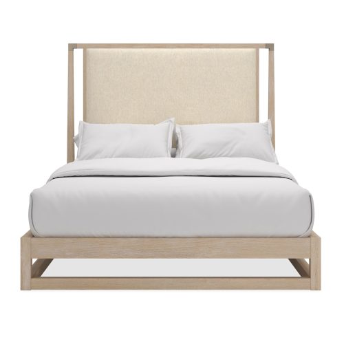 Pinstripe Upholstered Queen Bed - Light - Image 2