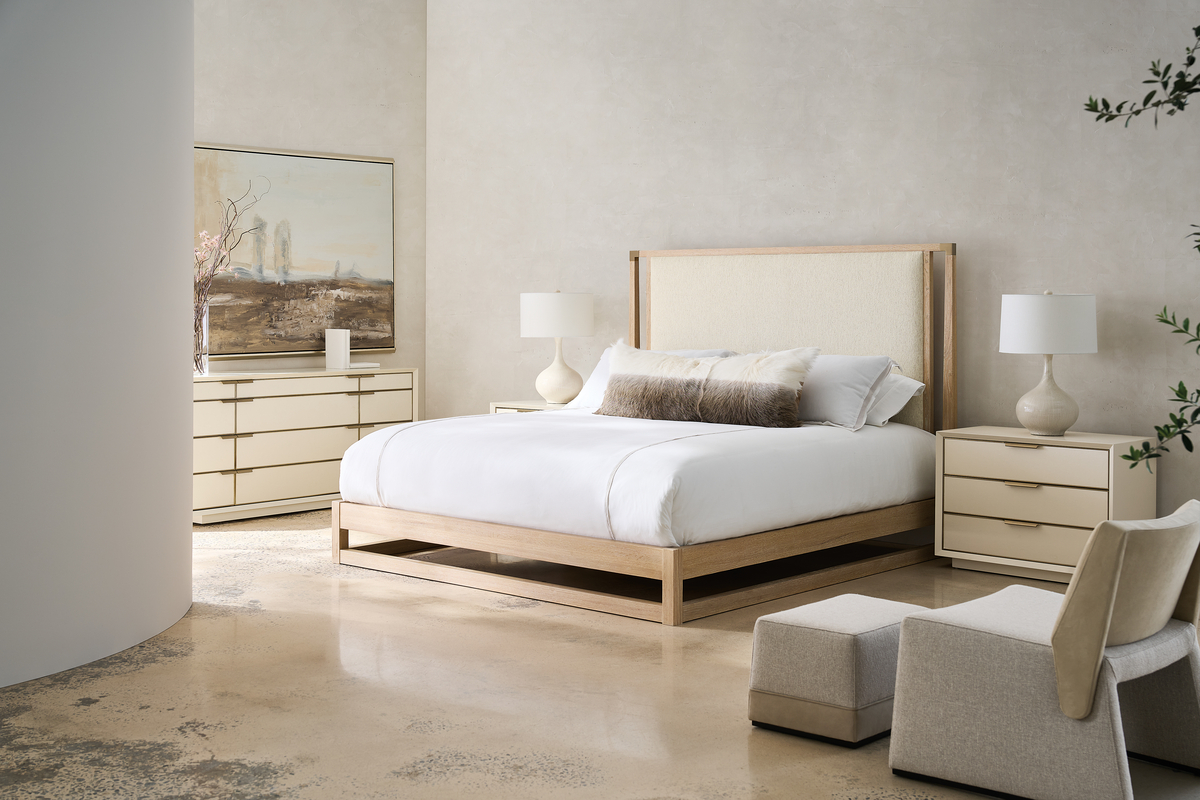 Pinstripe Upholstered Queen Bed - Light - Image 3