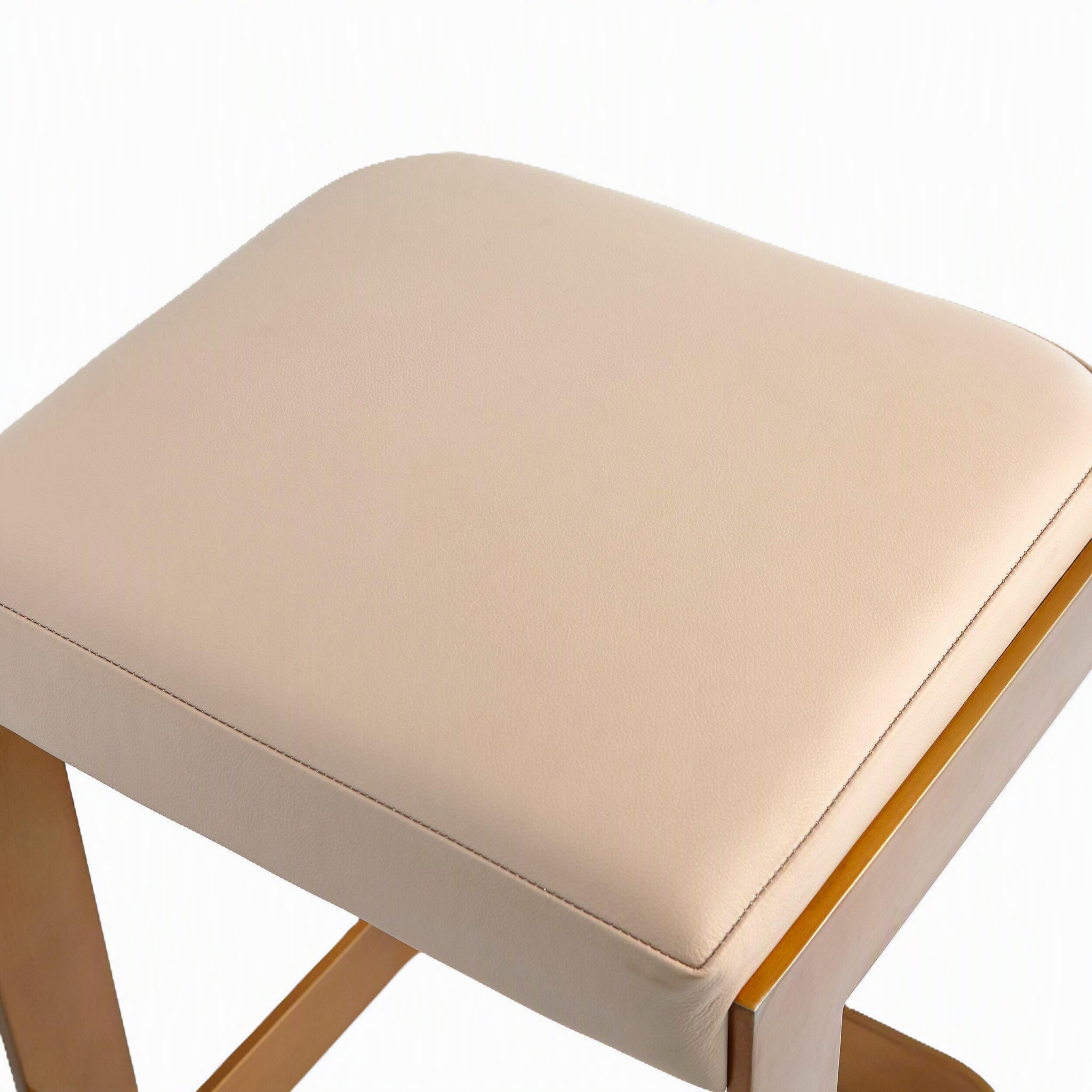 Regan Low Barstool w/Ivory Leather-Antique Brass - Image 4