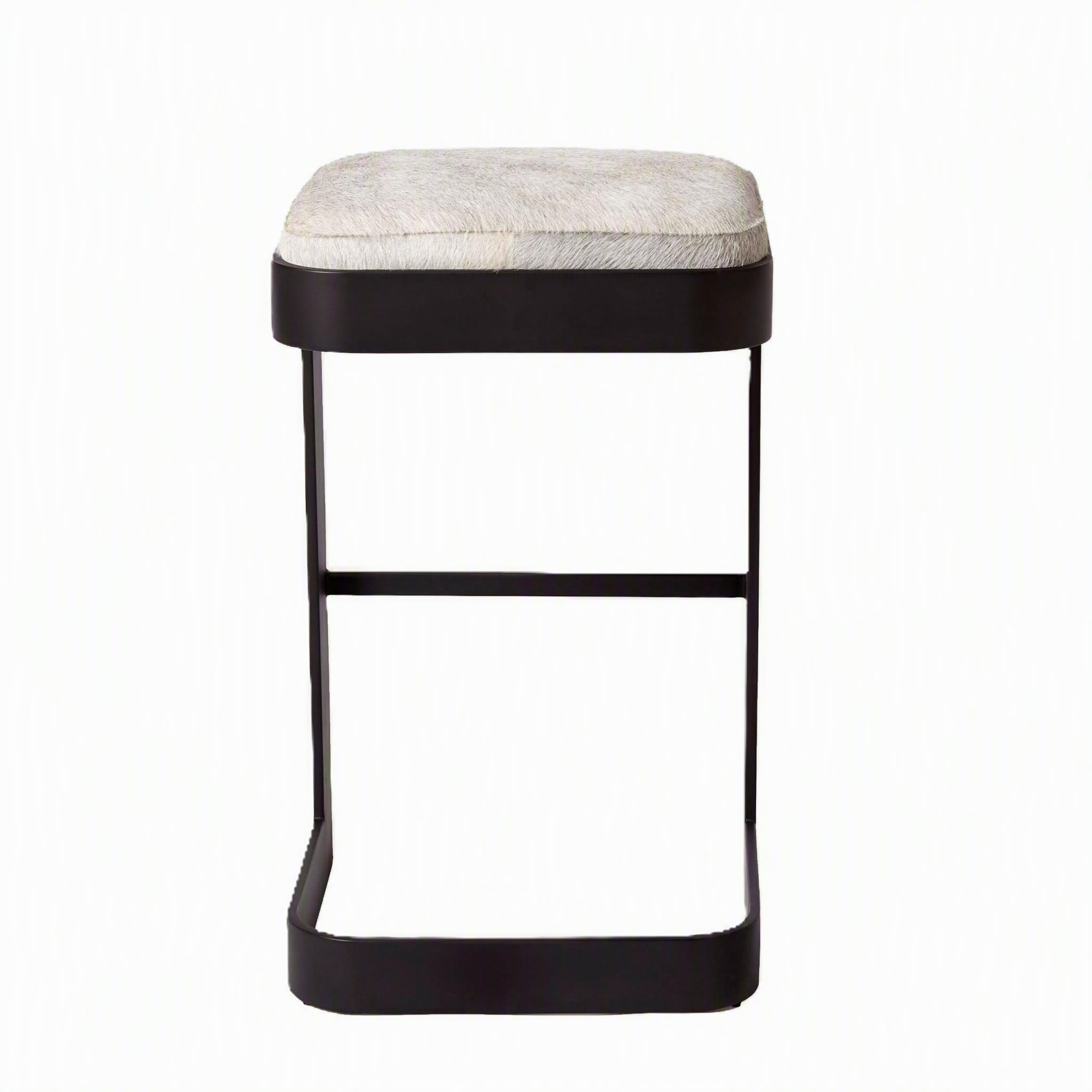 Regan Low Barstool w/Gray Hair-on-Hide-Graphite - Image 2