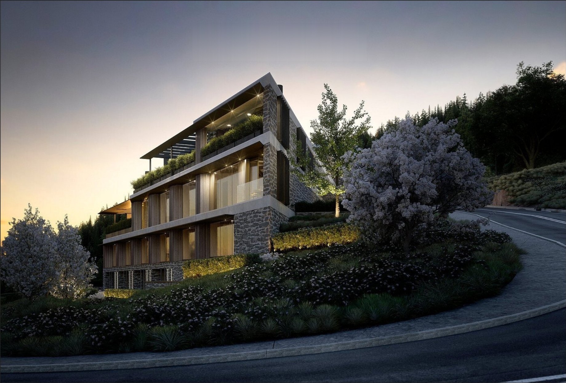 ROKI Collection, Queenstown – exterior at dusk